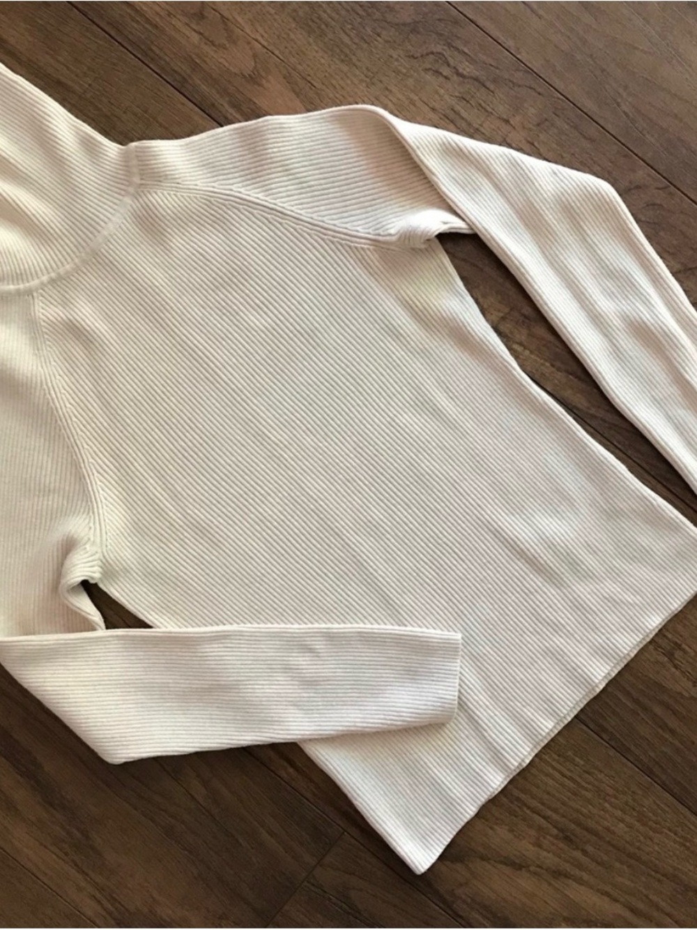 JEANNE PIERRE Cream Ribbed Turtleneck Sweater